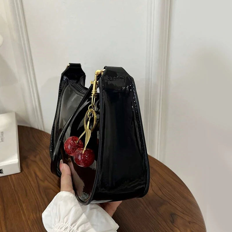 Leather Shoulder Bag Cherry