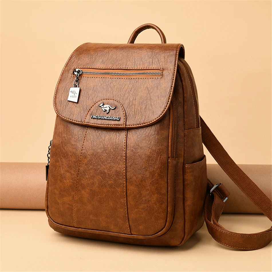 Soft Leather School Backpack