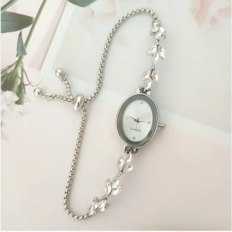 Clover Rhinestone Oval Watch