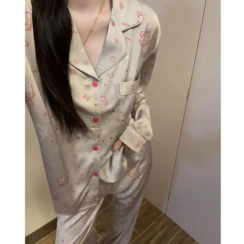 Women's Ice Silk Cute Pajama Set