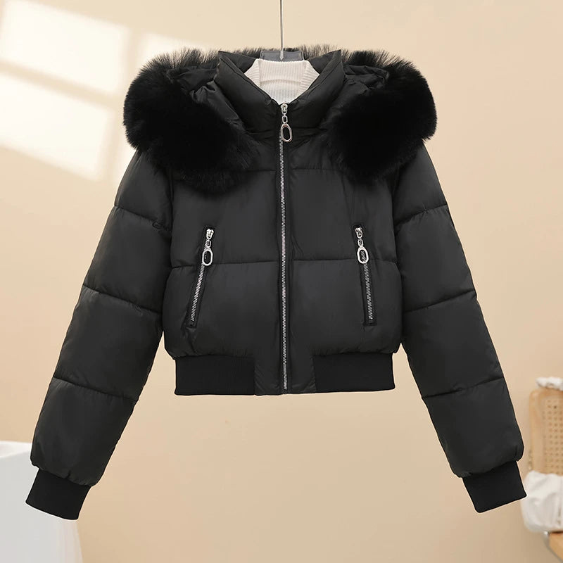 Fur Collar Short Women Parka
