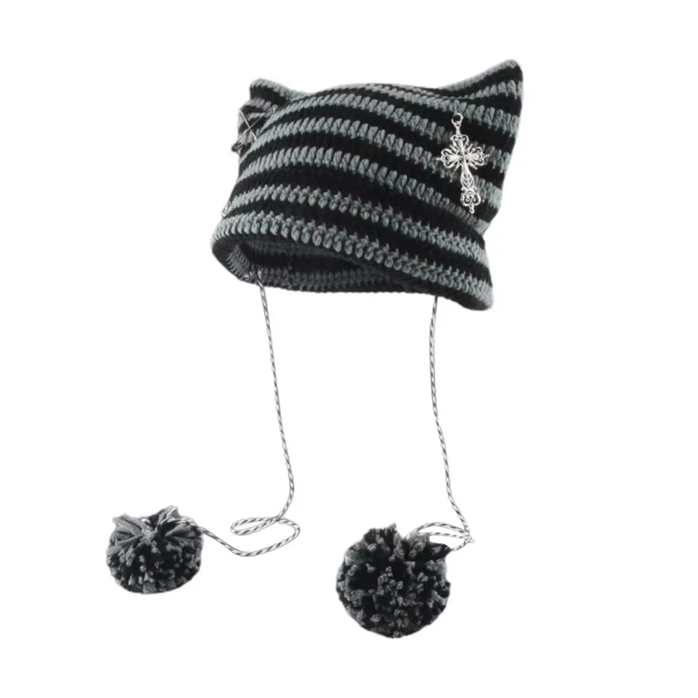 Y2K Devil Ear Knitted Beanie