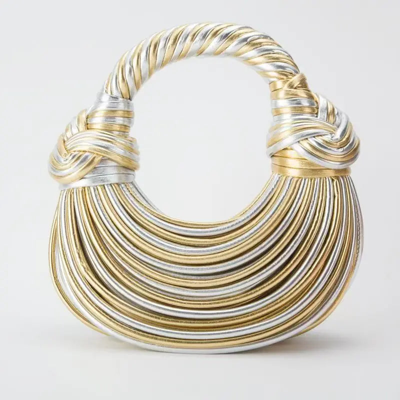 Women's Gold Handwoven Hobo Evening Clutch