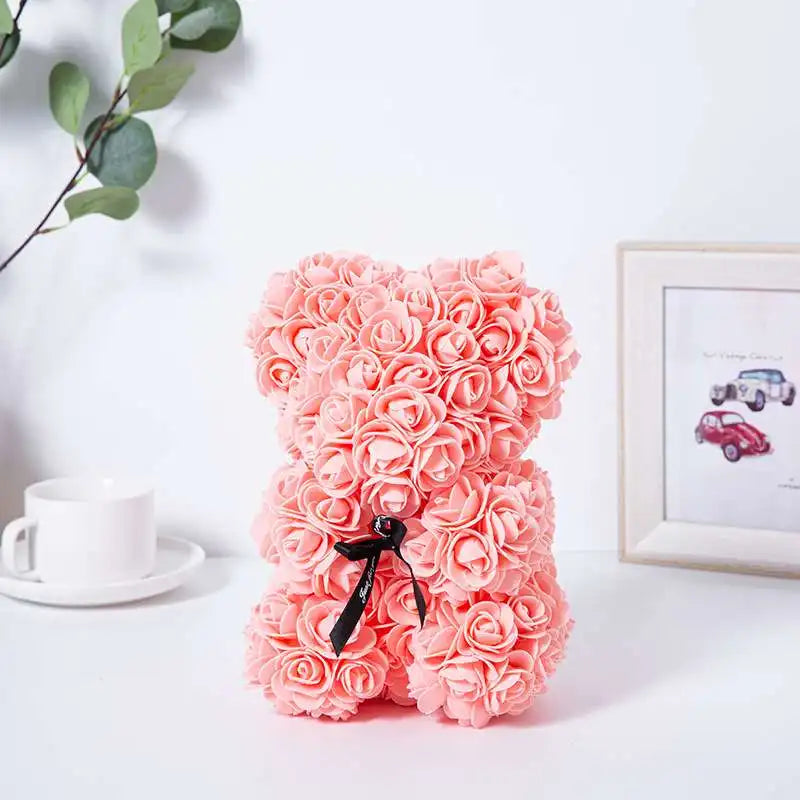 Rose Bear with Simulated Flowers