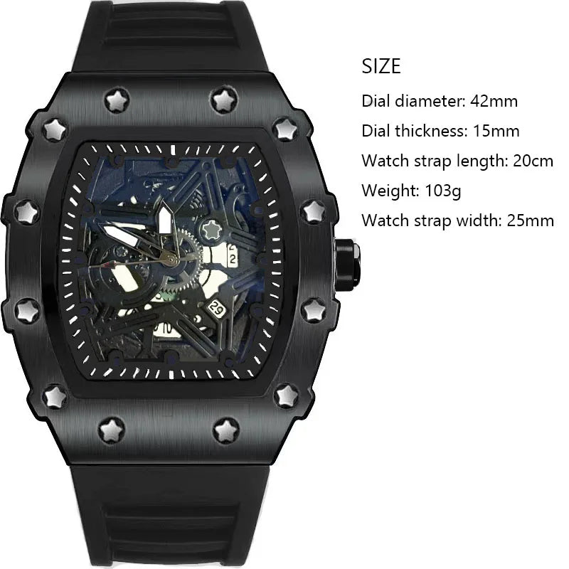 Pentagram Luminous Barrel-Shape Men's Quartz Watch