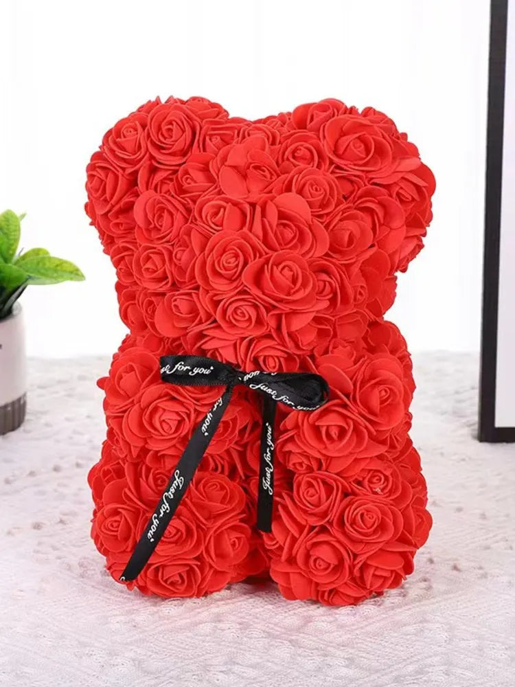 Rose Bear with Simulated Flowers