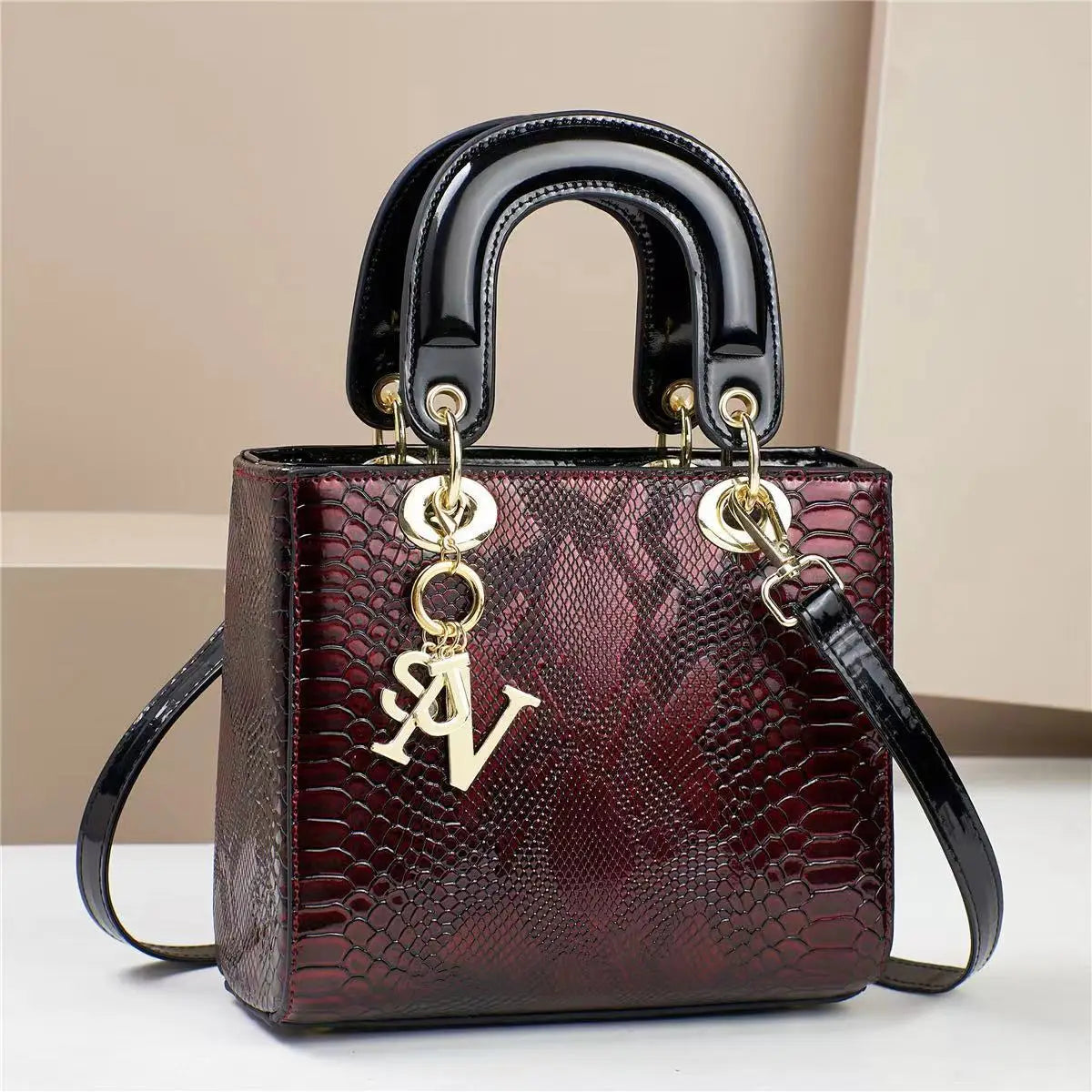Women's Bright Leather Crossbody Shoulder Bag