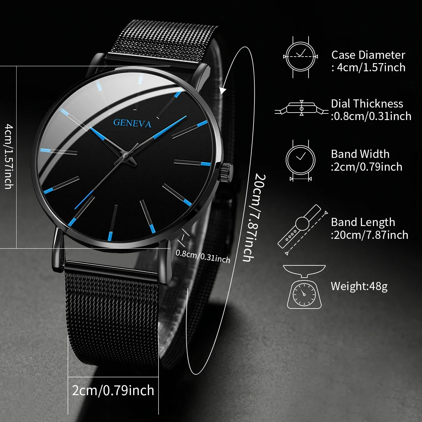Men's Ultra-Thin Mesh Belt Quartz Watch