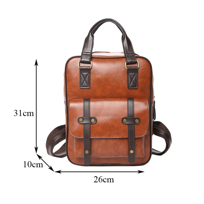Leather Youth School Backpack