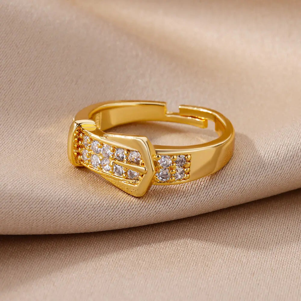 Zircon Steel Belt Finger Ring