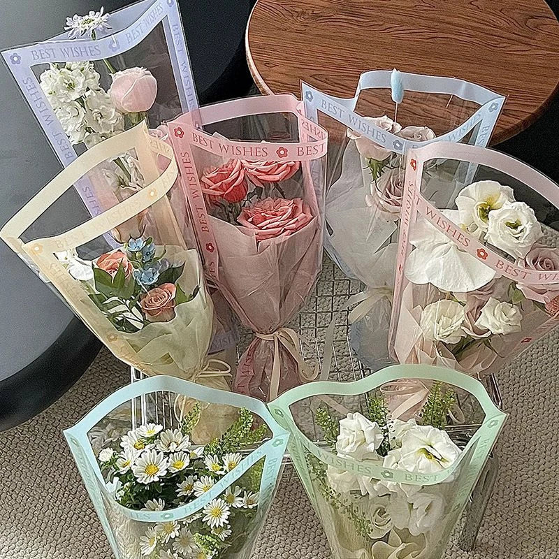 Floral Gift Bags Transparent Cellophane 50 Pack