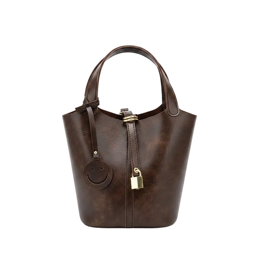 Luxury Leather Bucket Bag