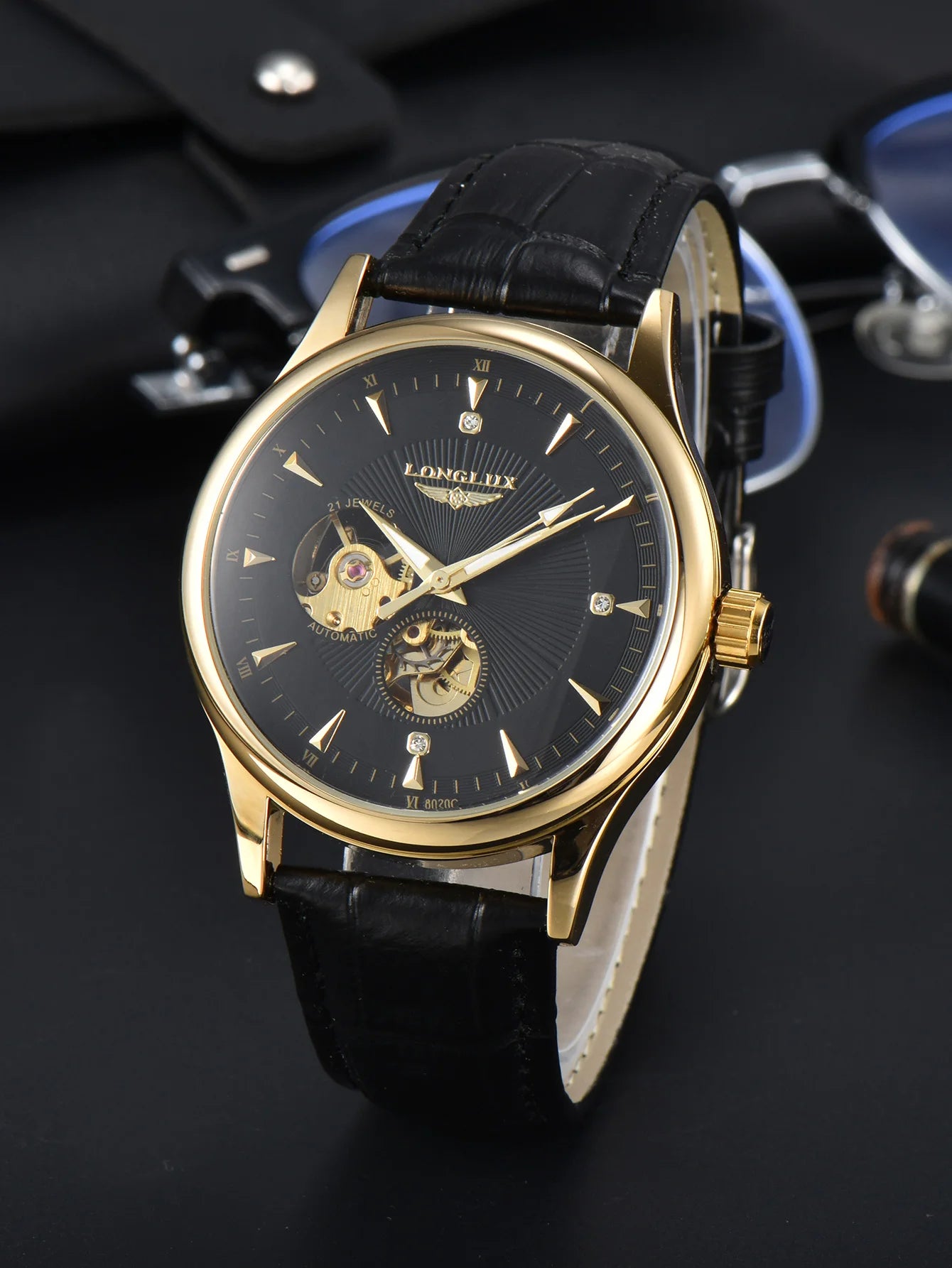 Skeleton Mechanical Leather Men's Watch