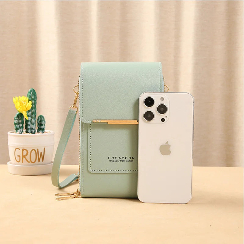 Touch Screen Leather Crossbody Wallet