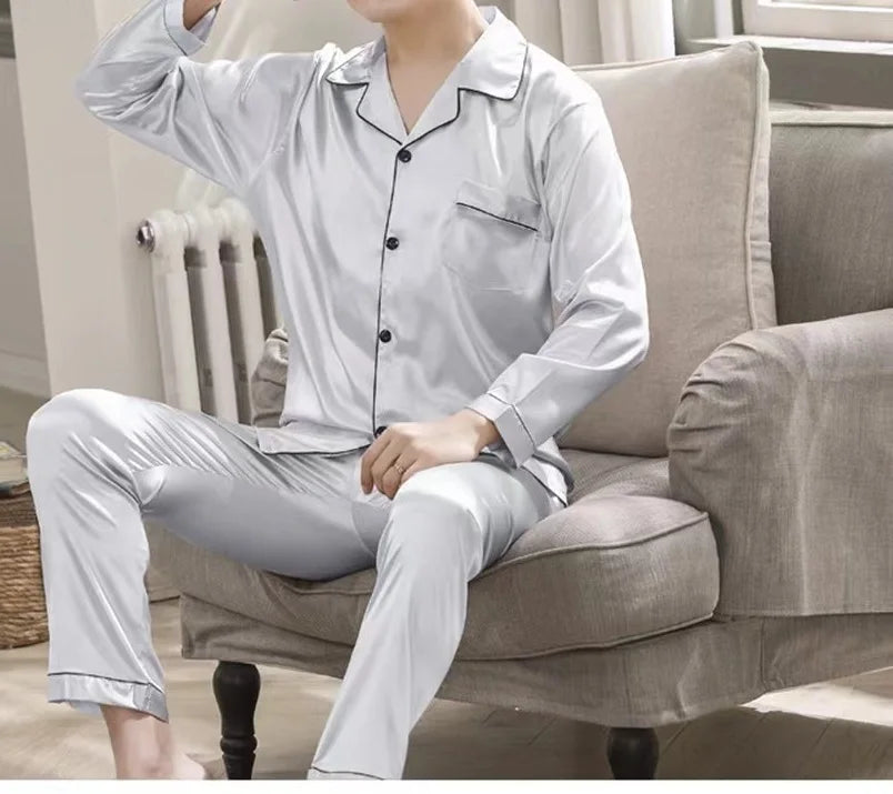 Custom Satin Couple Pajama Set Gift