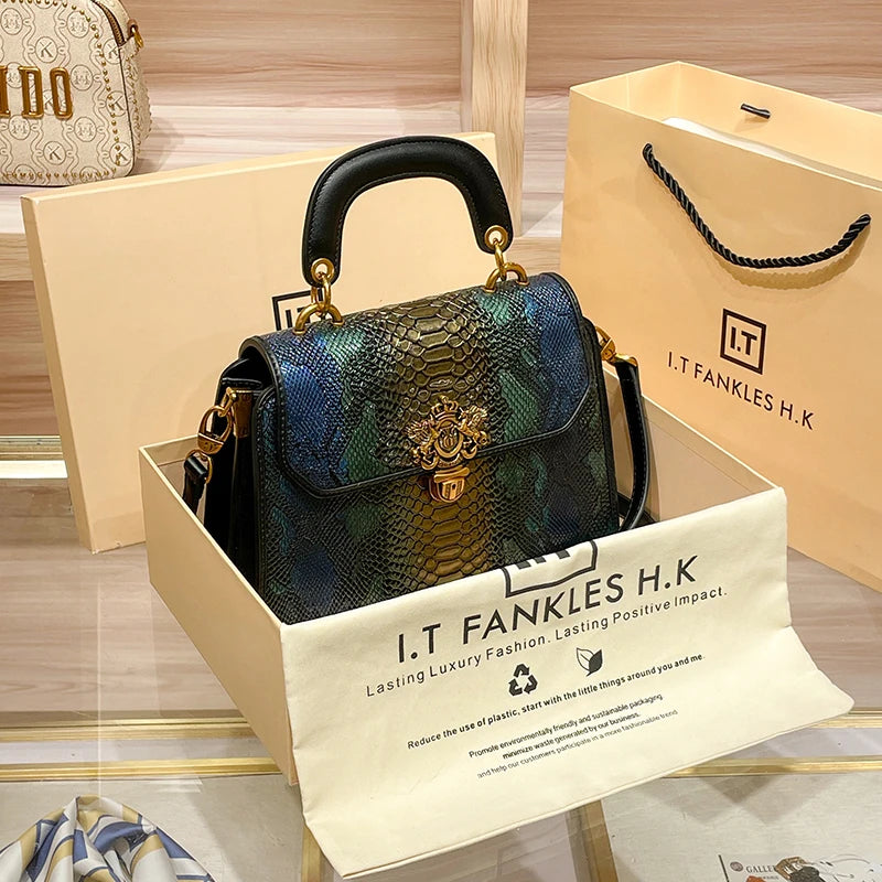 Women's Contrast Color Square Crossbody Bag