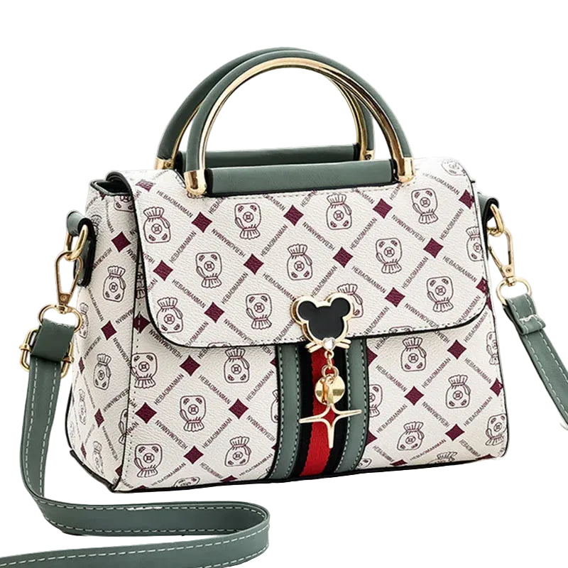 Women's Monogram Print Leather Shoulder Bag