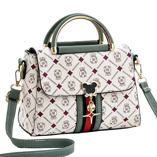 Women's Monogram Print Leather Shoulder Bag