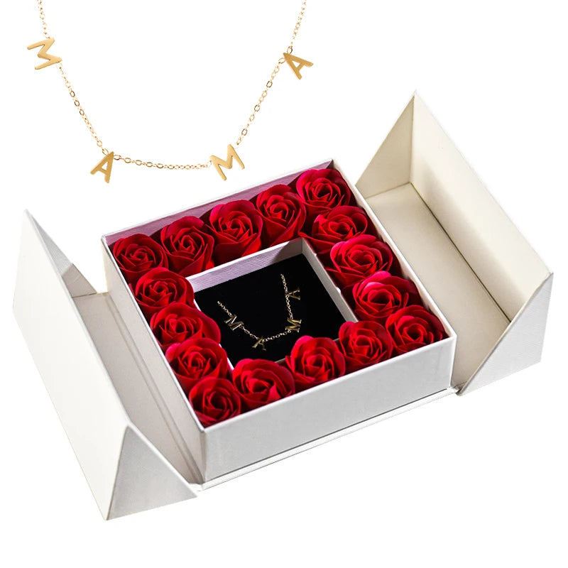 Women's Pendant Necklace Soap Rose Gift Box