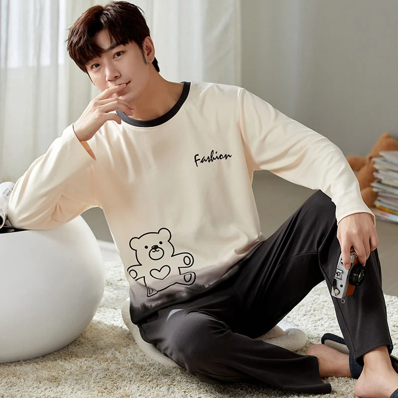 Cotton O-Neck Men Pajama Set
