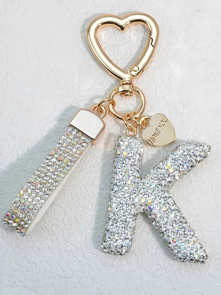 Crystal Initial Letter Keychain