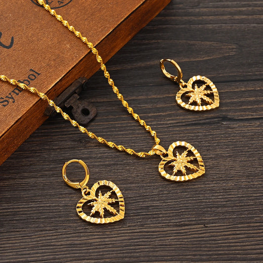 Gold Plated Dubai Necklace Earrings Set