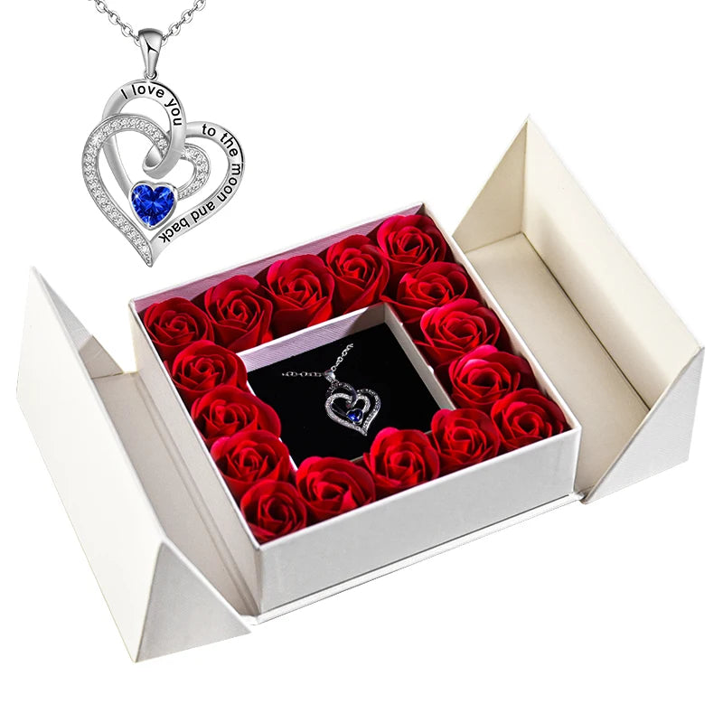 Women's Pendant Necklace Soap Rose Gift Box