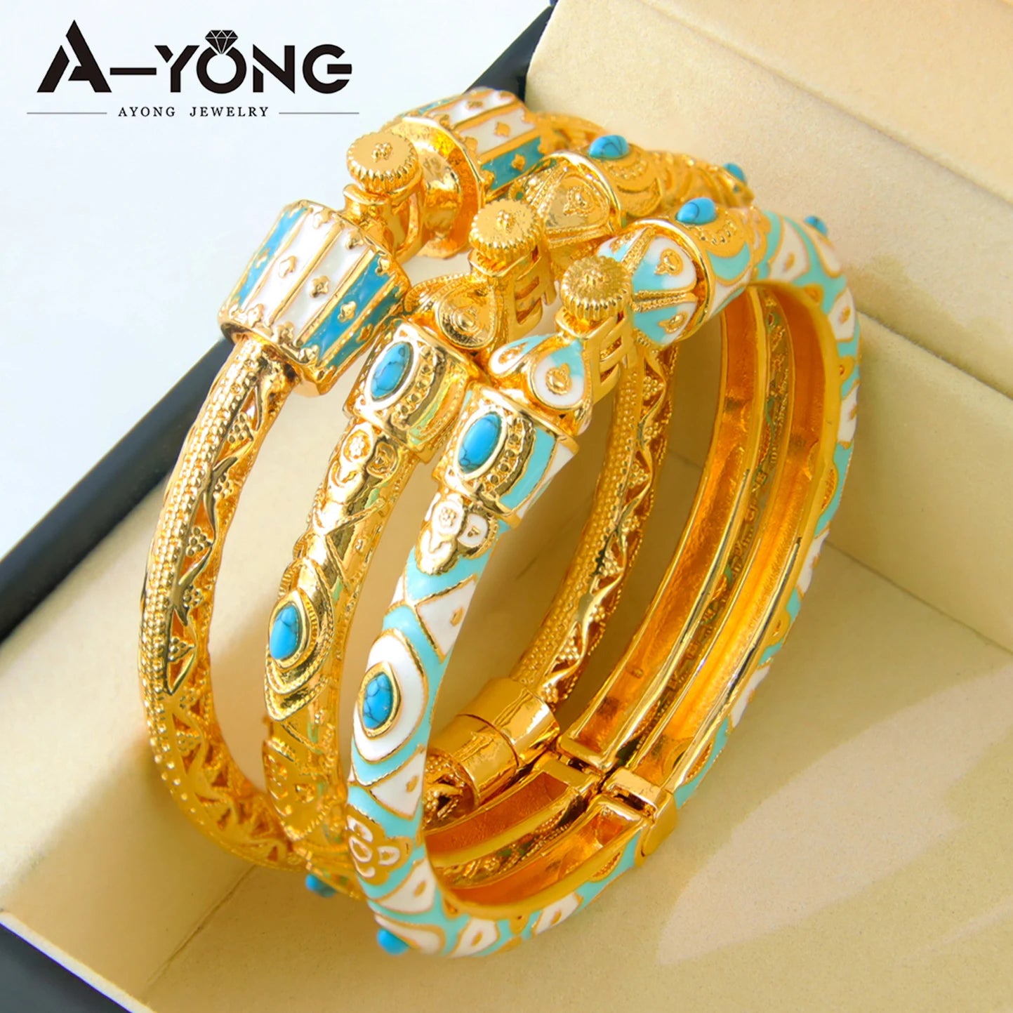 Gold Turquoise Bridal Bangle