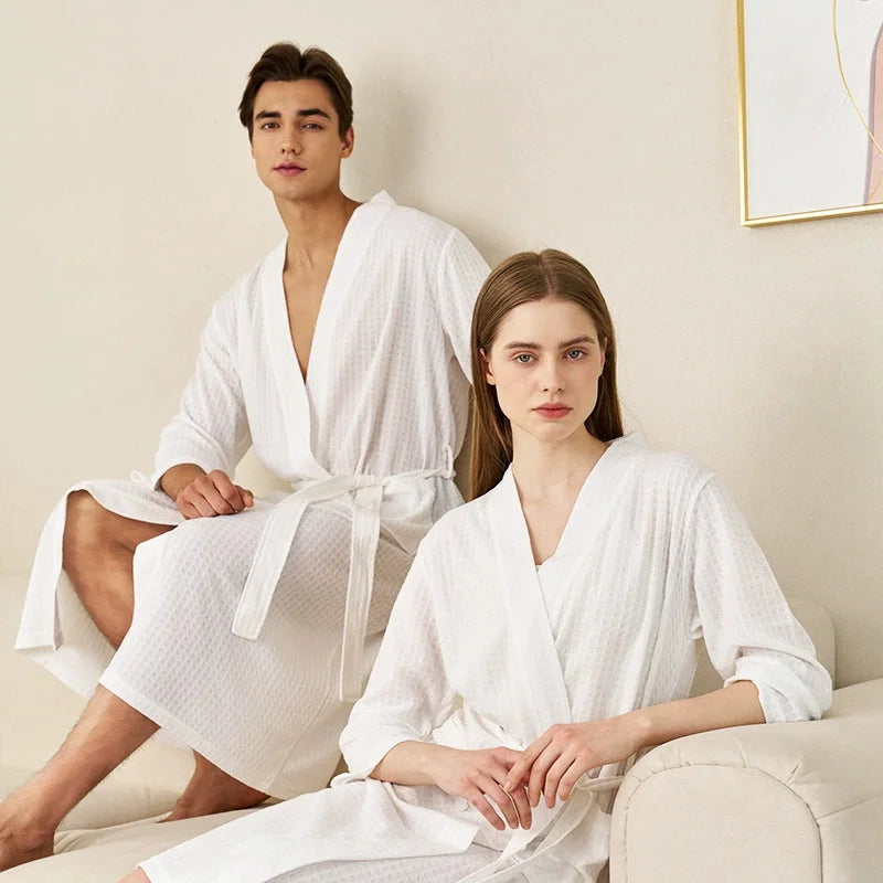 Waffle Pattern Couple Robe