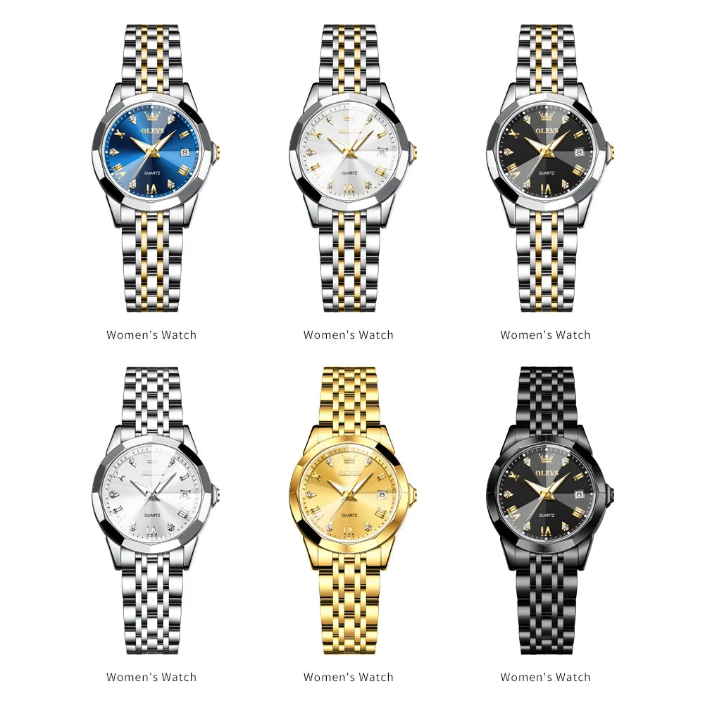 OLEVS Women's Gold Quartz Watch Steel