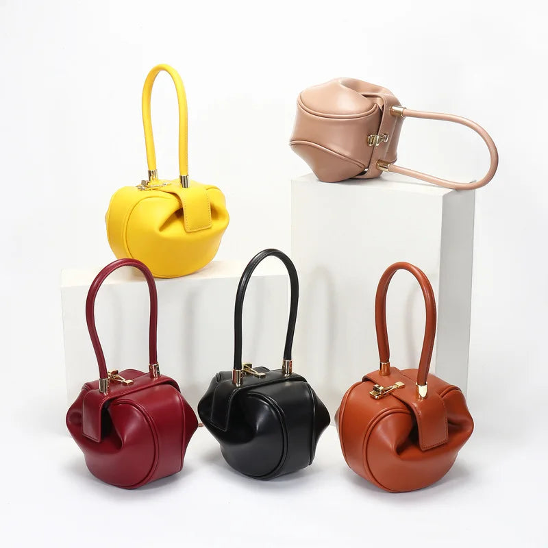 Women's PU Leather Mini Bowling Armpit Bag