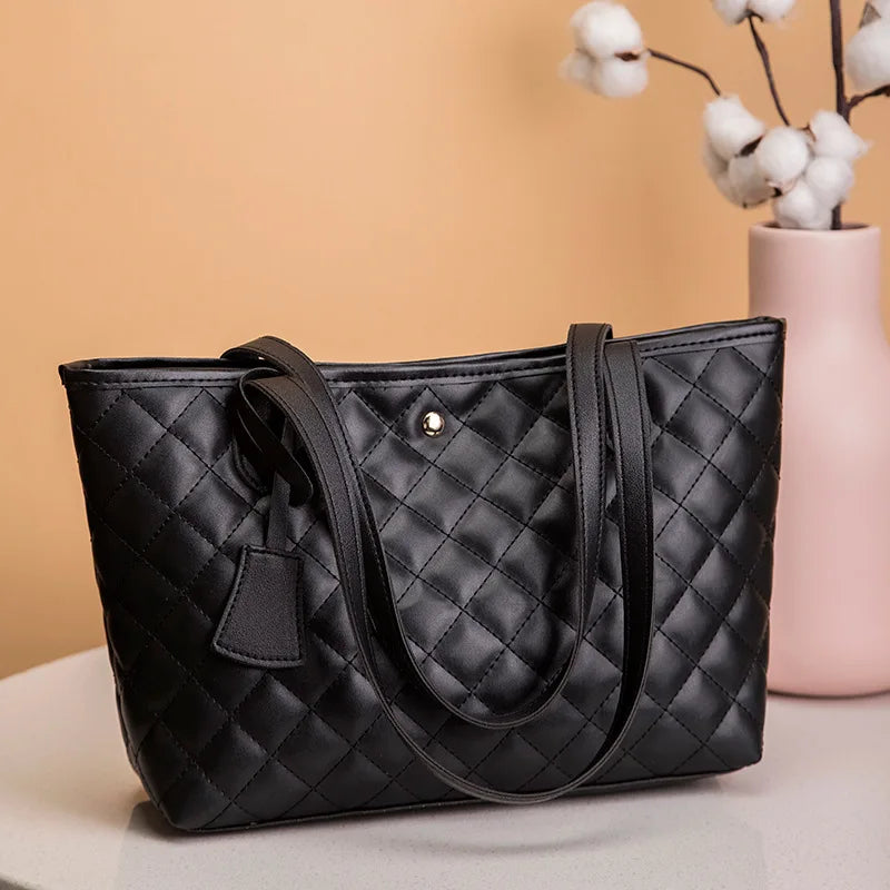Embroidered Faux Leather Tote Bag