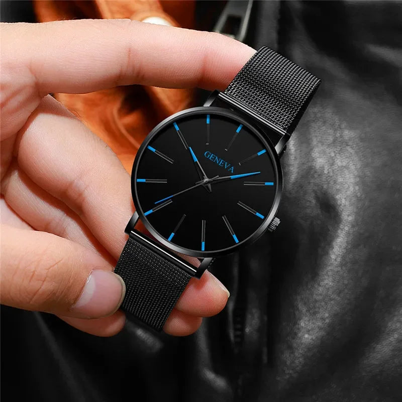 Men's Ultra-Thin Mesh Belt Quartz Watch