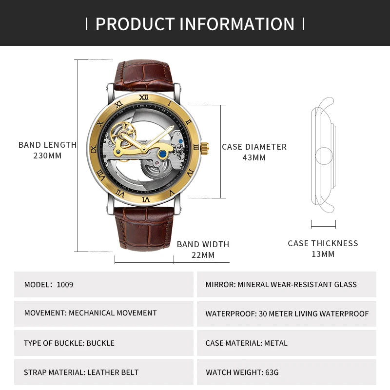 Golden Skeleton Automatic Watch