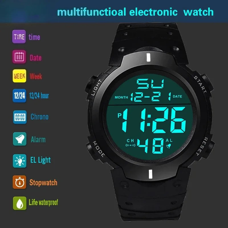 Men's LED Digital Rubber Sports Watch