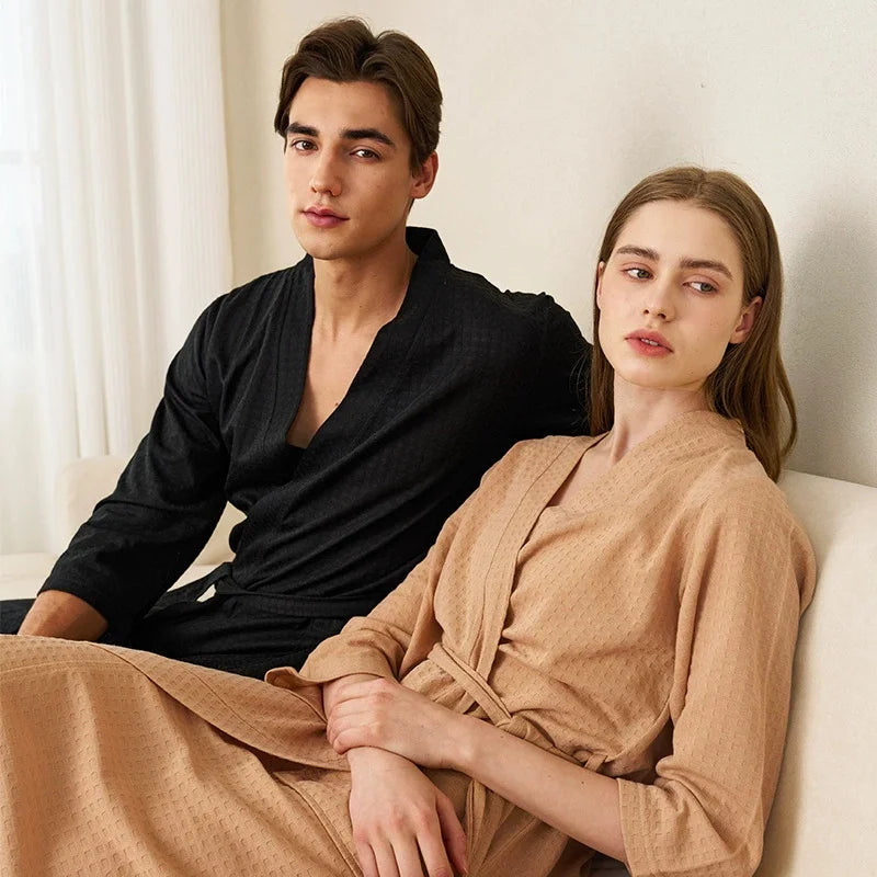 Waffle Pattern Couple Robe