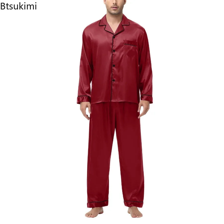 Men's Silk Satin Long Sleeve Pajama Shirt