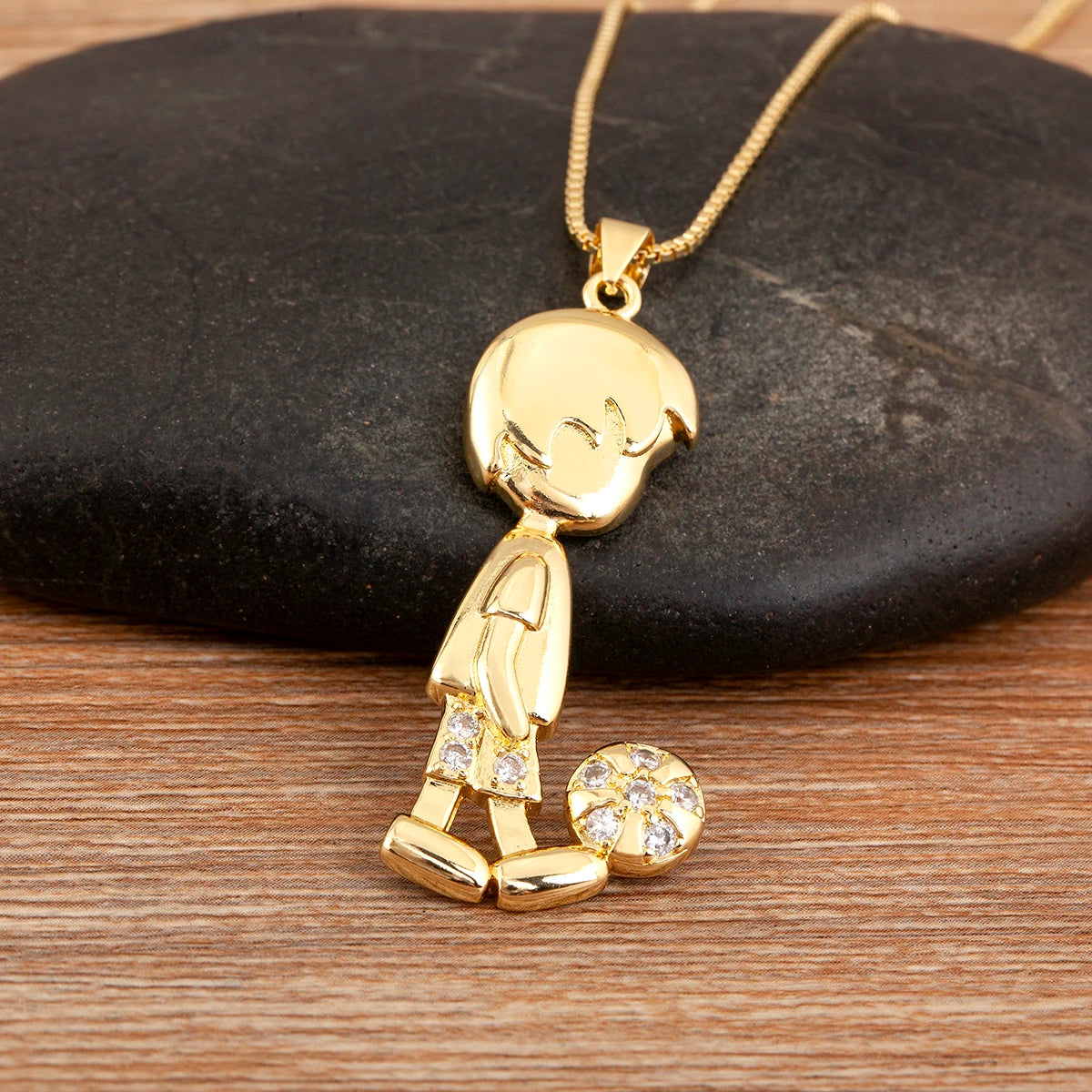 Couple Zircon Copper Pendant Necklace Gift