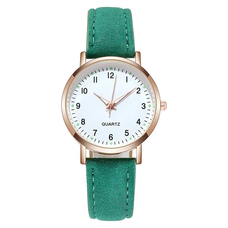 Women's Elegant Leather Bracelet Quartz Watch