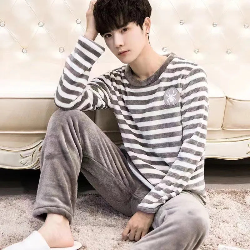 Men's Flannel Striped Pajama Set