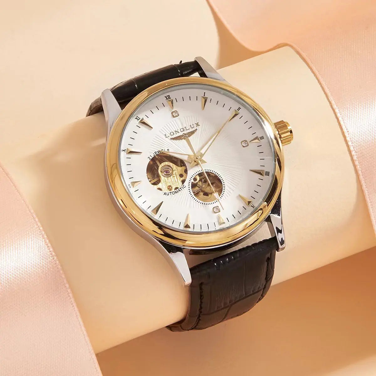 Skeleton Mechanical Leather Men's Watch