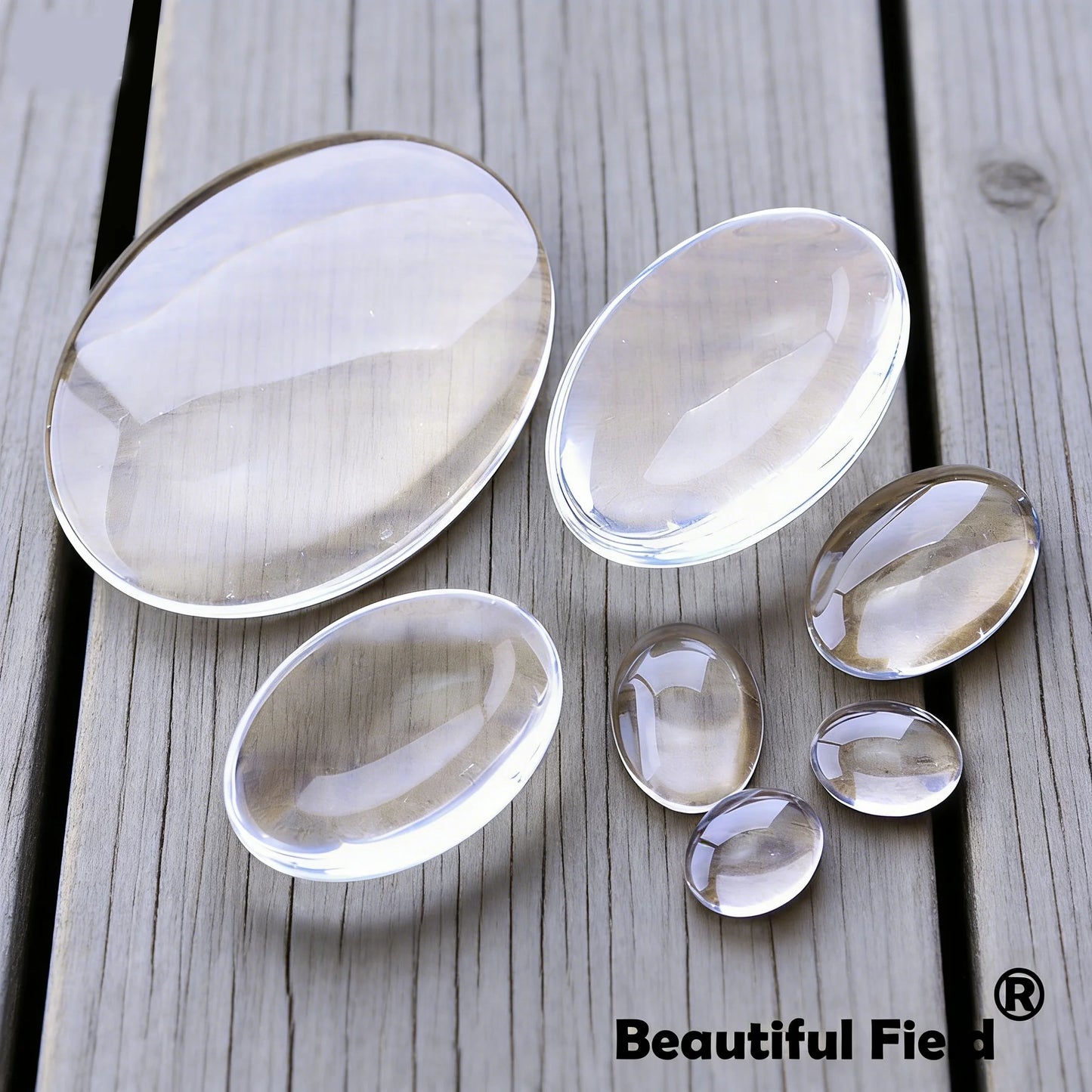 Clear Oval Glass Cabochon Set