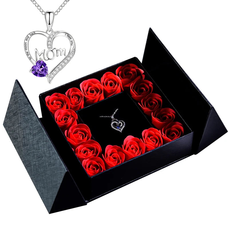 Women's Pendant Necklace Soap Rose Gift Box