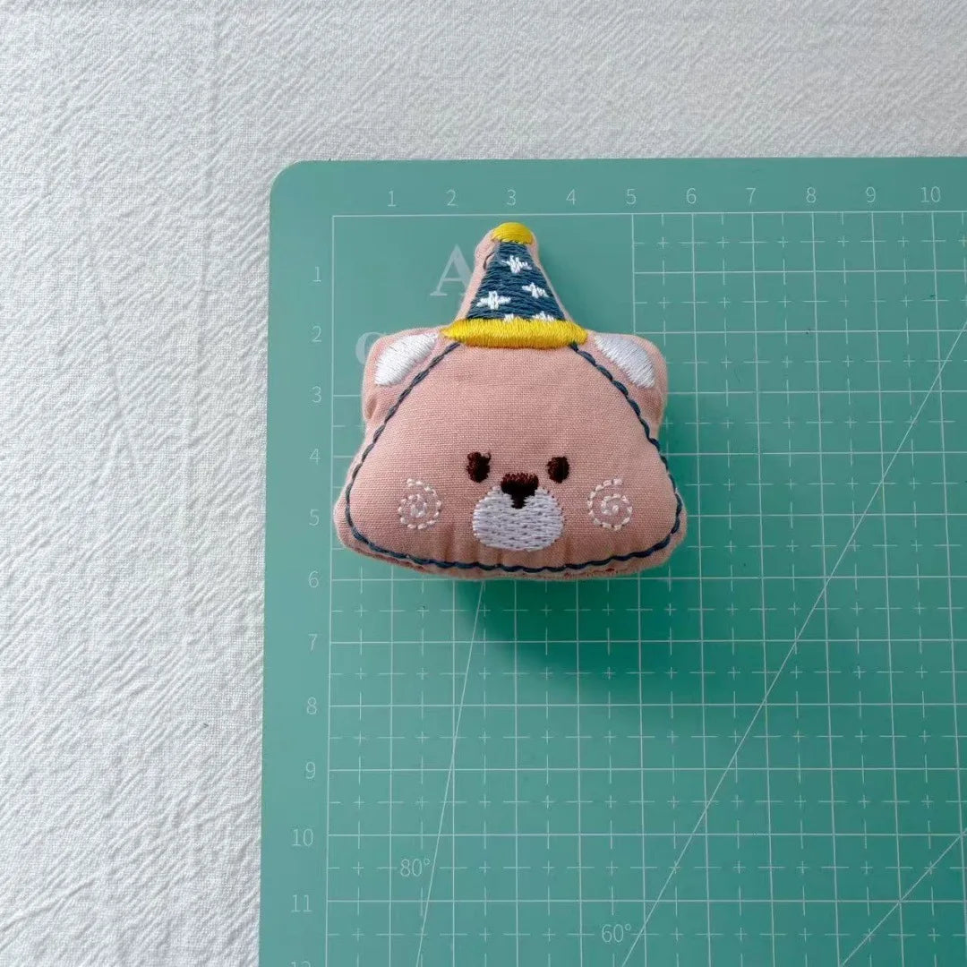 Bear Cat Fabric Brooch Handcrafted Pin