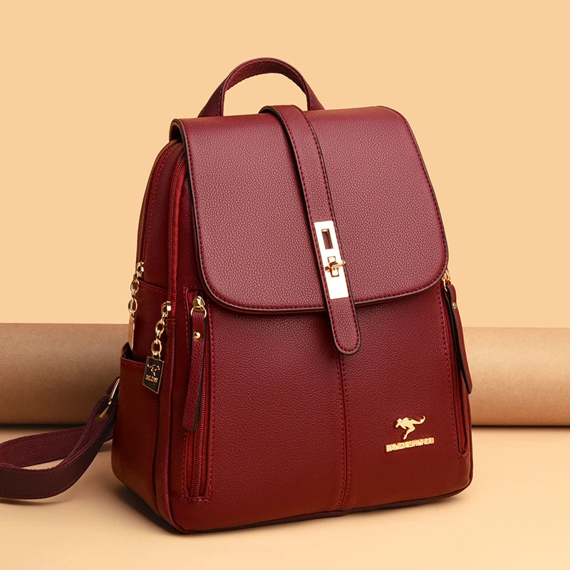 Vintage Leather Women Backpack