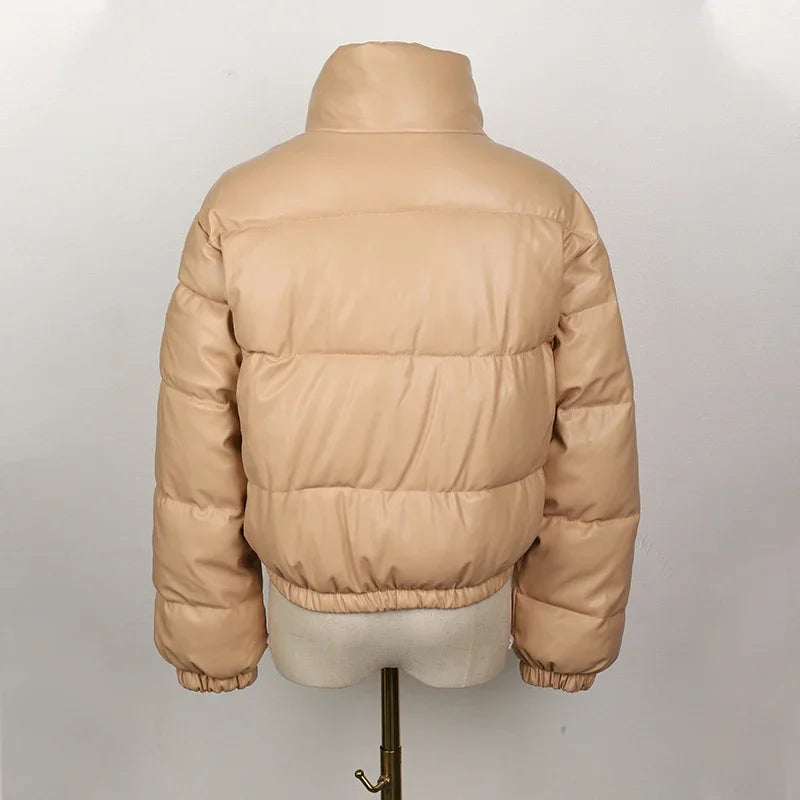 PU Leather Zipper Women Jacket