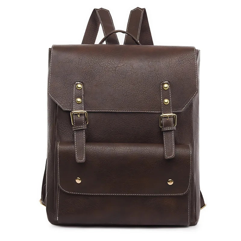 Vintage Leather School Backpack