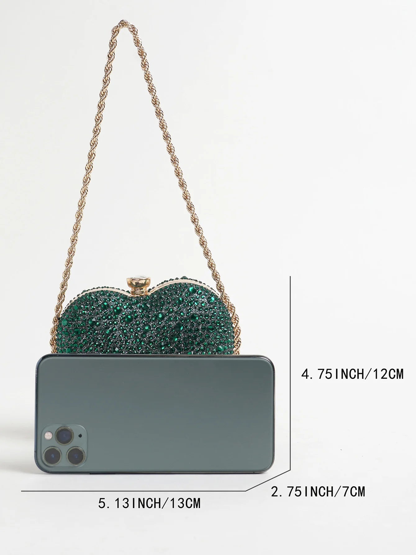 Women's Rhinestone Heart Evening Clutch Bag