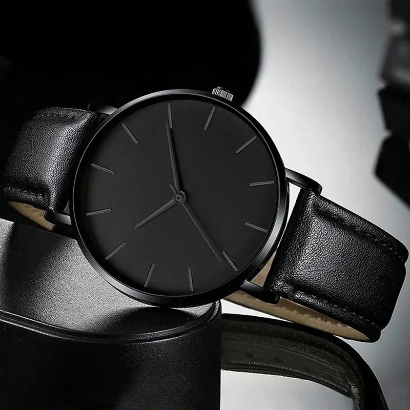 Men's Sports Watch & Leather Bracelet Set (5pcs)