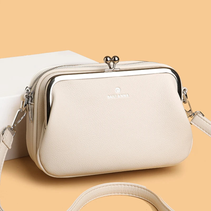 Women's Soft Leather Multi-Pocket Crossbody Bag